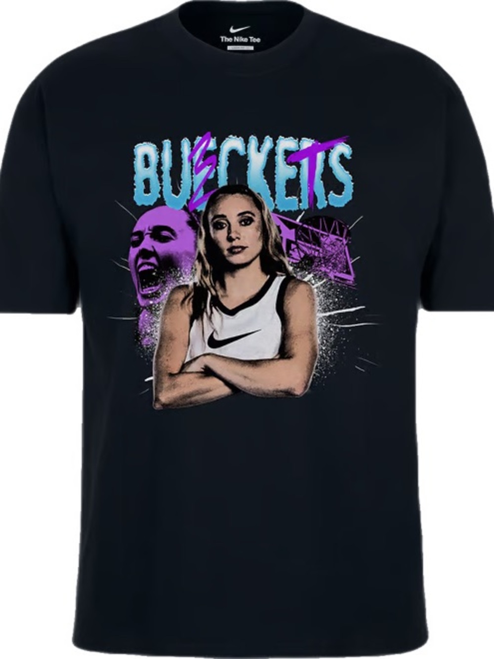Nike Black Graphic 'Buckets' Tee with Blue & Purple Accents
